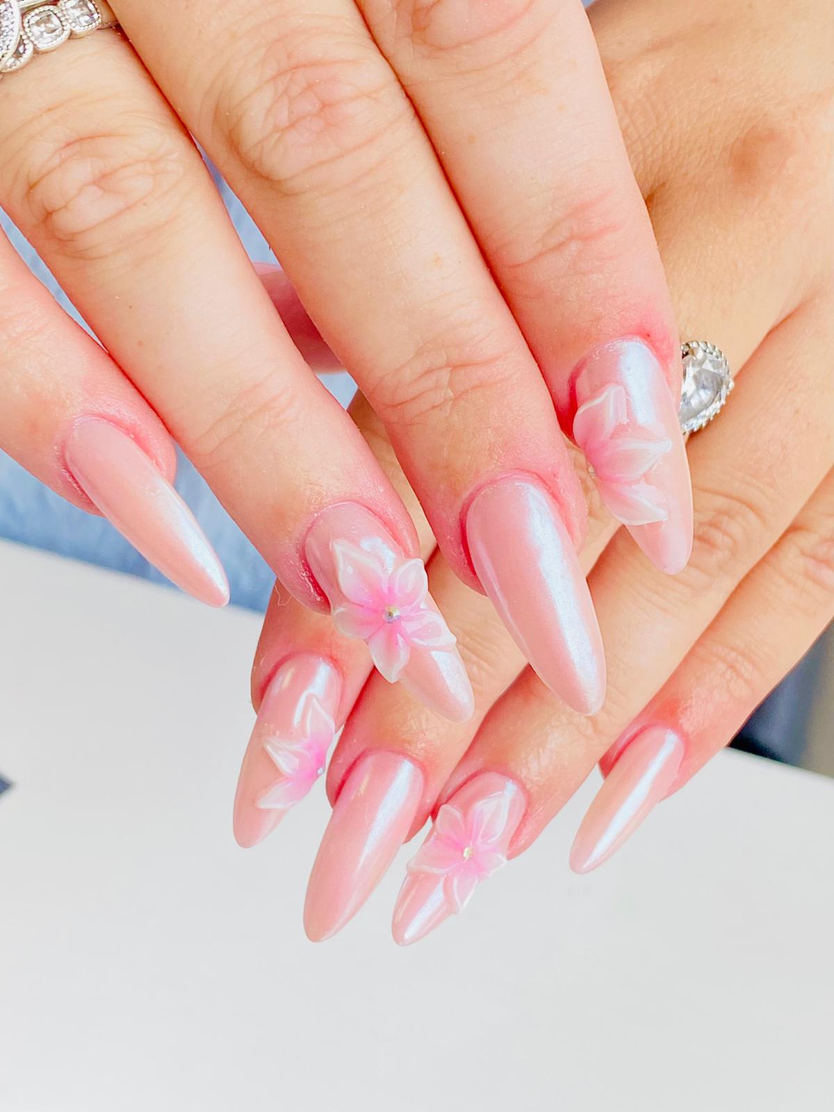 Rose gold glitter and marble effect nail art